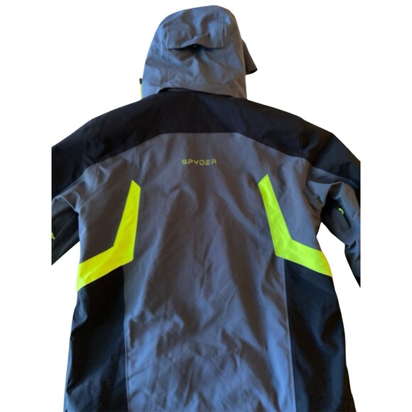 Spyder Blue and Gray Ski Jacket with Yellow Accents - Picture 10 of 16